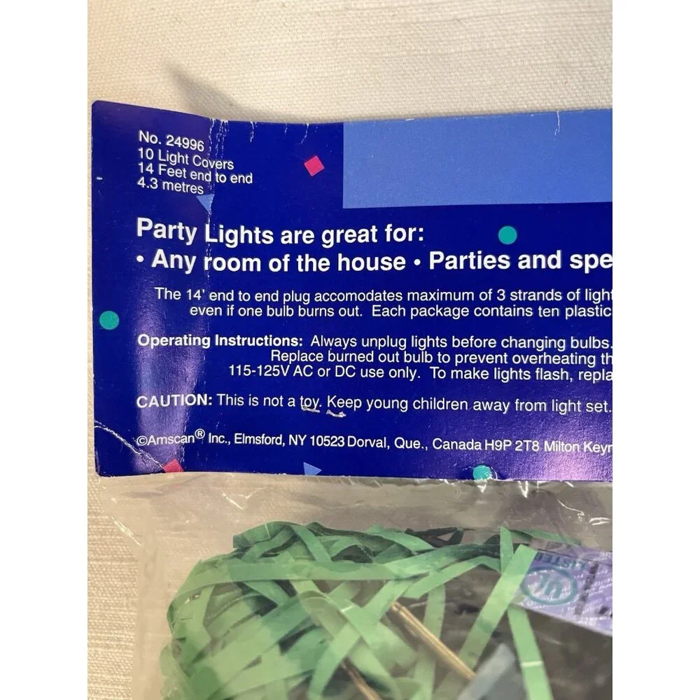 Amscan Tiki Party Lights 10 Blow Mold Style Covers RV Camper Luau Decor 14ft NOS